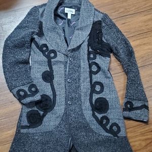 Woman's Long embroidered Joseph Ribkoff peacoat